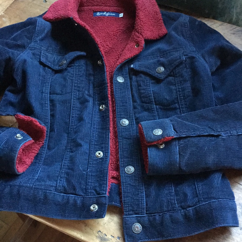 Cordoroy cropped Blue jean jacket